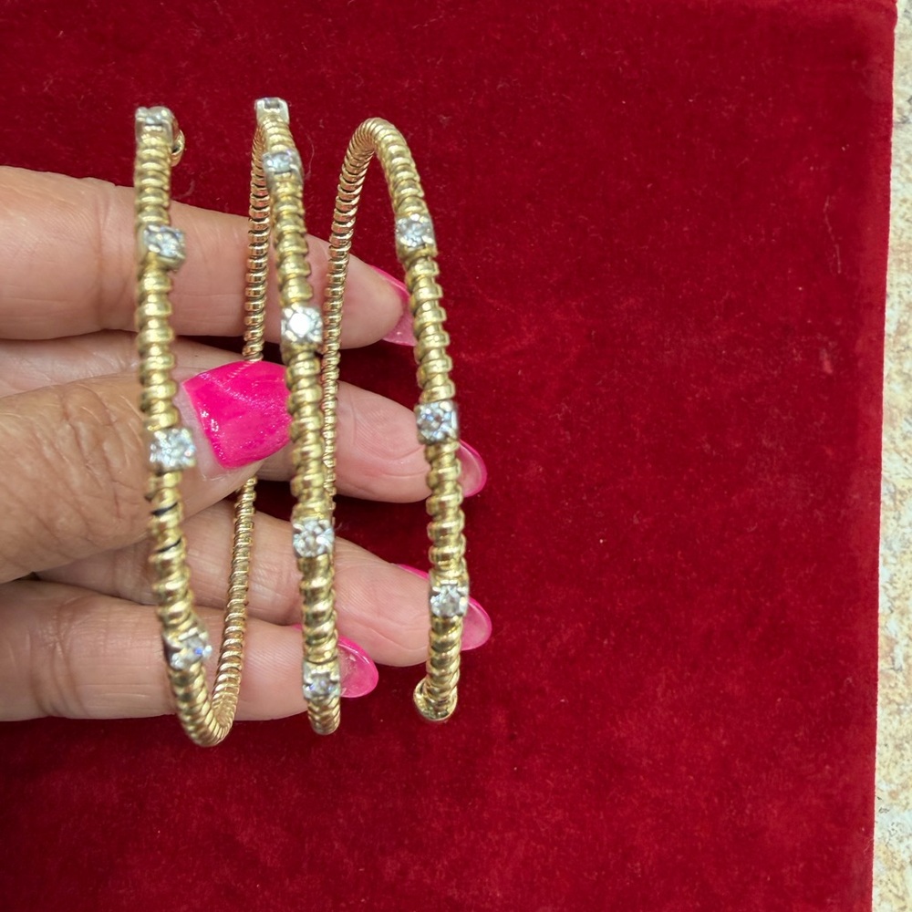 Bangle With Diamonds 3 Row 14K